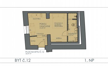Pronájem zrekonstruovaného bytu 1+kk, Valašské Klobouky - centrum města | I-reality.eu